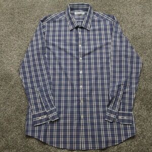 Mizzen+Main Performance Menswear XXL Trim Fit Blue Plaid Long Sleeve Shirt